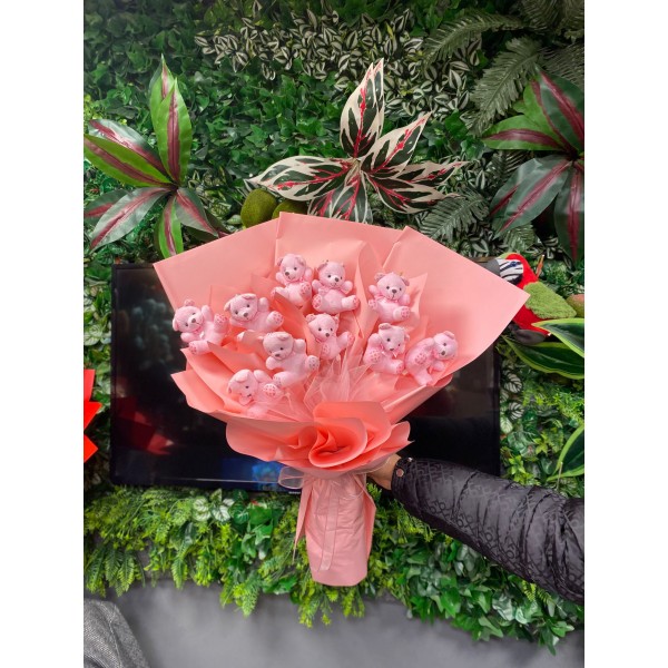 Pembe Tavşan Ayıcık Buketi